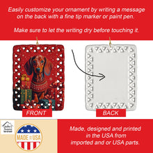 Load image into Gallery viewer, Dachshund Holiday Christmas Porcelain Ornament