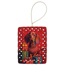 Load image into Gallery viewer, Dachshund Holiday Christmas Porcelain Ornament
