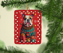 Load image into Gallery viewer, English Bulldog Holiday Christmas Porcelain Ornament