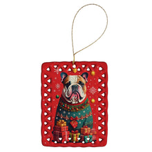 Load image into Gallery viewer, English Bulldog Holiday Christmas Porcelain Ornament