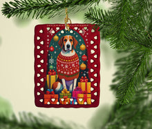 Load image into Gallery viewer, English Foxhound Holiday Christmas Porcelain Ornament