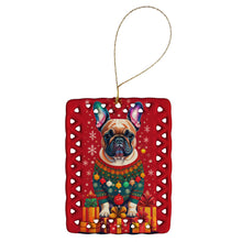 Load image into Gallery viewer, French Bulldog Holiday Christmas Porcelain Ornament