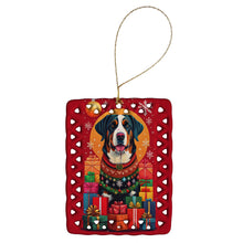 Load image into Gallery viewer, Greater Swiss Mountain Dog Holiday Christmas Porcelain Ornament