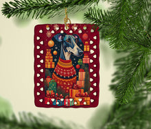 Load image into Gallery viewer, Greyhound Holiday Christmas Porcelain Ornament