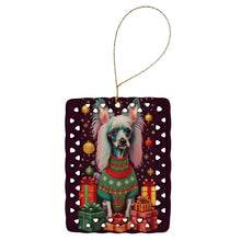 Load image into Gallery viewer, Chinese Crested Holiday Christmas Porcelain Ornament