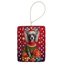 Load image into Gallery viewer, Chinese Crested Holiday Christmas Porcelain Ornament