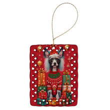 Load image into Gallery viewer, Chinese Crested Holiday Christmas Porcelain Ornament
