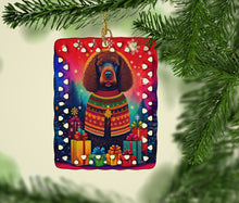 Load image into Gallery viewer, Irish Water Spaniel Holiday Christmas Porcelain Ornament