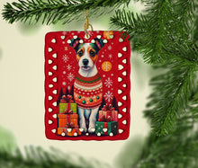 Load image into Gallery viewer, Jack Russell Terrier Holiday Christmas Porcelain Ornament