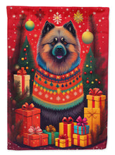 Load image into Gallery viewer, Keeshond Holiday Christmas Garden Flag – Outdoor Decorative Yard Flag