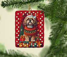Load image into Gallery viewer, Lhasa Apso Holiday Christmas Porcelain Ornament