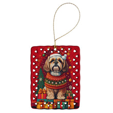 Load image into Gallery viewer, Lhasa Apso Holiday Christmas Porcelain Ornament