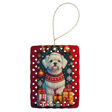 Load image into Gallery viewer, Maltese Holiday Christmas Porcelain Ornament