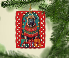 Load image into Gallery viewer, Mastiff Holiday Christmas Porcelain Ornament