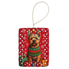 Load image into Gallery viewer, Norwich Terrier Holiday Christmas Porcelain Ornament