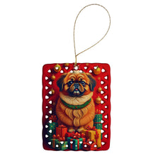Load image into Gallery viewer, Pekingese Holiday Christmas Porcelain Ornament