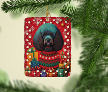 Load image into Gallery viewer, Poodle Holiday Christmas Porcelain Ornament