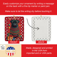 Load image into Gallery viewer, Black Pug Holiday Christmas Porcelain Ornament
