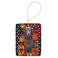 Load image into Gallery viewer, Scottish Deerhound Holiday Christmas Porcelain Ornament