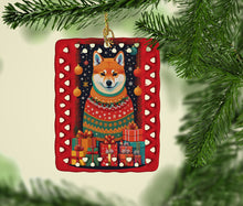 Load image into Gallery viewer, Shiba Inu Holiday Christmas Porcelain Ornament