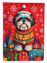 Load image into Gallery viewer, Shih Tzu Holiday Christmas House Flag