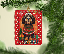 Load image into Gallery viewer, Tibetan Terrier Holiday Christmas Porcelain Ornament