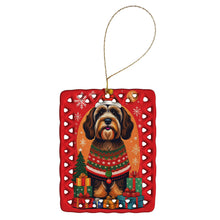 Load image into Gallery viewer, Tibetan Terrier Holiday Christmas Porcelain Ornament