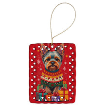 Load image into Gallery viewer, Yorkshire Terrier  Holiday Christmas Porcelain Ornament