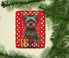 Load image into Gallery viewer, Yorkshire Terrier  Holiday Christmas Porcelain Ornament