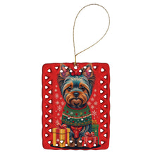 Load image into Gallery viewer, Yorkshire Terrier  Holiday Christmas Porcelain Ornament