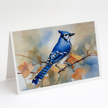 Load image into Gallery viewer, Blue Jay Greeting Cards - Blank Note Cards – 8-Pack of Artist-Designed Cards with Envelopes