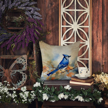 Load image into Gallery viewer, Blue Jay Throw Pillow - 14x14 Decorative Pillow – Art for Your Home &amp; Patio