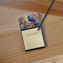 Load image into Gallery viewer, Blue Jay Sticky Note Holder- Refiilable Desk Accessory Note Pad