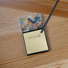 Load image into Gallery viewer, Bluebird Sticky Note Holder- Refiilable Desk Accessory Note Pad