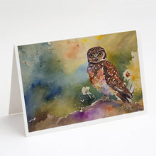 Load image into Gallery viewer, Burrowing Owl Greeting Cards - Blank Note Cards – 8-Pack of Artist-Designed Cards with Envelopes