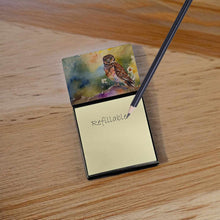 Load image into Gallery viewer, Burrowing Owl Sticky Note Holder- Refiilable Desk Accessory Note Pad