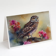 Load image into Gallery viewer, Burrowing Owl Greeting Cards - Blank Note Cards – 8-Pack of Artist-Designed Cards with Envelopes