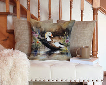 Load image into Gallery viewer, Common Eider Duck Throw Pillow - 14x14 Decorative Pillow – Art for Your Home &amp; Patio