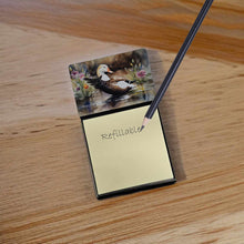 Load image into Gallery viewer, Common Eider Duck Sticky Note Holder- Refiilable Desk Accessory Note Pad