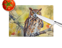 Load image into Gallery viewer, Eastern Screech Owl Glass Cutting Boards – Durable, Decorative Kitchen Art