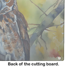 Load image into Gallery viewer, Eastern Screech Owl Glass Cutting Boards – Durable, Decorative Kitchen Art