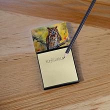 Load image into Gallery viewer, Eastern Screech Owl Sticky Note Holder- Refiilable Desk Accessory Note Pad