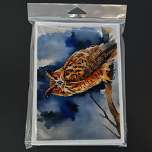 Load image into Gallery viewer, Eurasian Eagle Owl Greeting Cards - Blank Note Cards – 8-Pack of Artist-Designed Cards with Envelopes