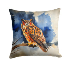 Load image into Gallery viewer, Eurasian Eagle Owl Throw Pillow - 14x14 Decorative Pillow – Art for Your Home &amp; Patio