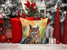 Load image into Gallery viewer, Eurasian Eagle Owl Throw Pillow - 14x14 Decorative Pillow – Art for Your Home &amp; Patio