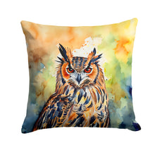 Load image into Gallery viewer, Eurasian Eagle Owl Throw Pillow - 14x14 Decorative Pillow – Art for Your Home &amp; Patio