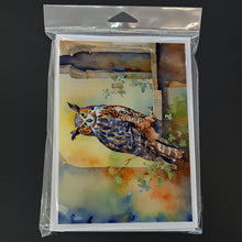 Load image into Gallery viewer, Great Horned Owl Greeting Cards - Blank Note Cards – 8-Pack of Artist-Designed Cards with Envelopes