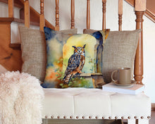 Load image into Gallery viewer, Great Horned Owl Throw Pillow - 14x14 Decorative Pillow – Art for Your Home &amp; Patio