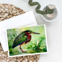 Load image into Gallery viewer, Green Heron Greeting Cards - Blank Note Cards – 8-Pack of Artist-Designed Cards with Envelopes