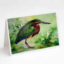 Load image into Gallery viewer, Green Heron Greeting Cards - Blank Note Cards – 8-Pack of Artist-Designed Cards with Envelopes